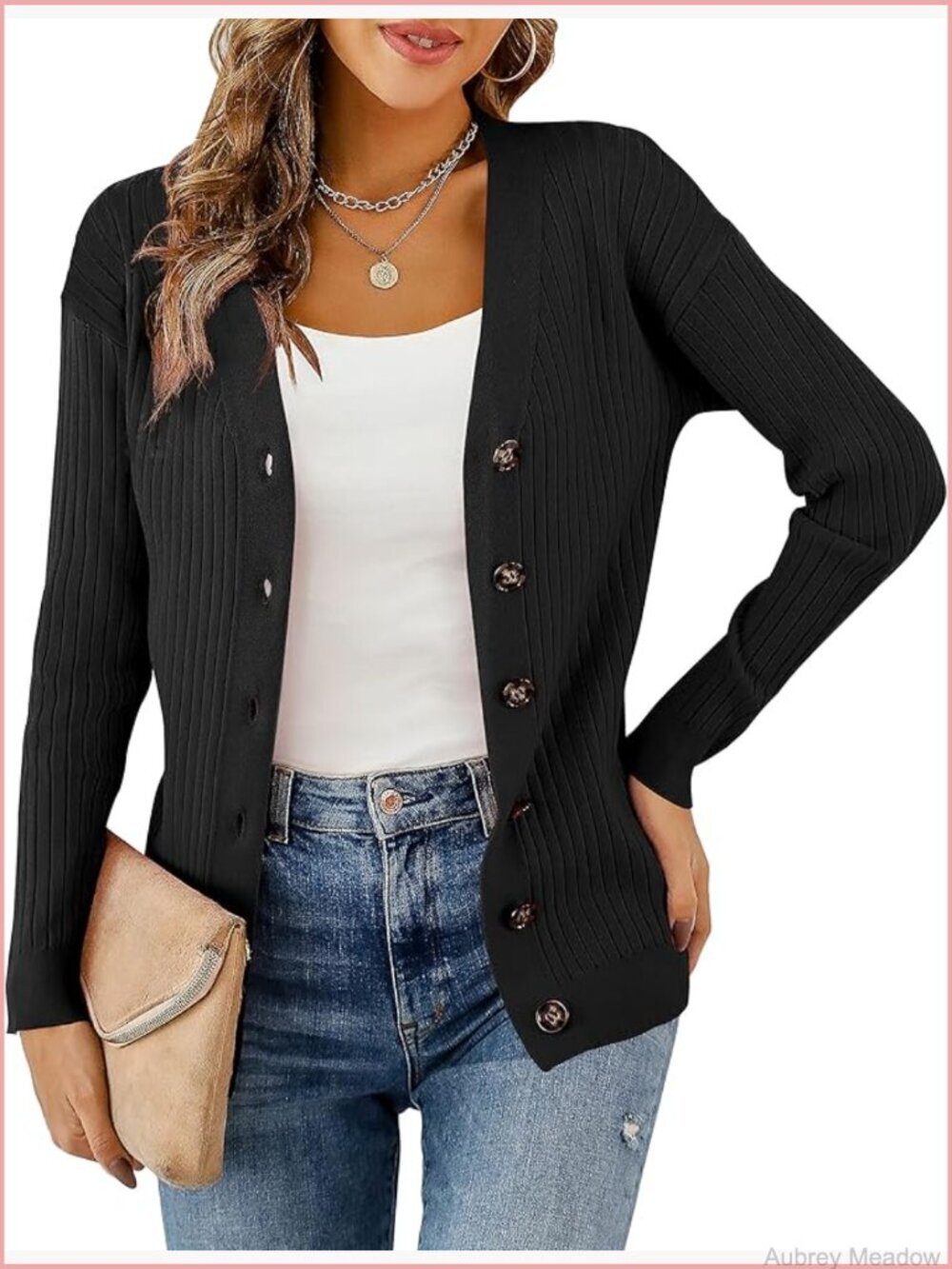 Long Sleeve Button Down Knit Cardigan Lightweight Sweater